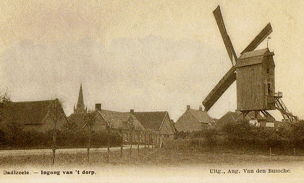 Dadizelemolen. Prentkaart August Van den Bussche van voor 1905 (Coll. Norbert Raes, Heule)