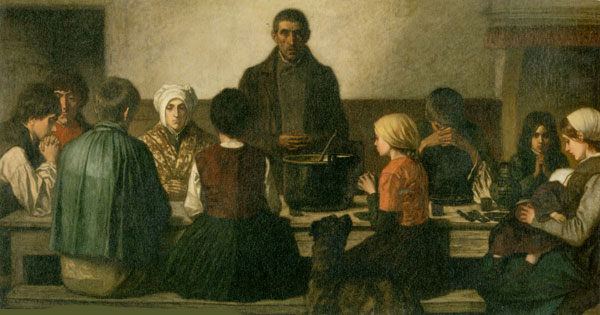 Het tafelgebed. Charles Degroux, 1854 (Brussel, KMSK)