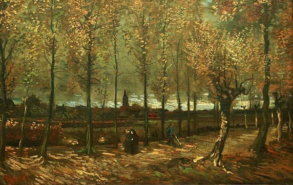 Kerkgangers. Laan met populieren. Van Gogh, 1885 (Amsterdam, Van Goghmuseum).