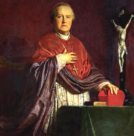 Kardinaal Victor A. Dechamps, aartsbisschop van Mechelen, aanvoerder van het katholiek verzet tegen het antiklerikaal liberaal schoolbeleid (Louis Tuerlinckx. Mechelen, Coll. Grootseminarie)