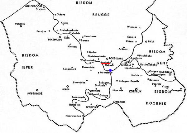 De 4 bisdommen die West-Vlaanderen bestrijken tussen 1559 en 1801