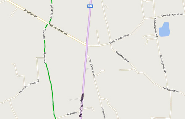 De schouthoek en Heerweg in Ledegem (Bron: Microsoft/Bing Maps).