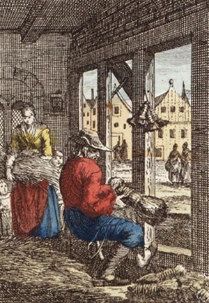 Bezembinder (P. H. van Arum. Ingekleurde koperets, 1826).